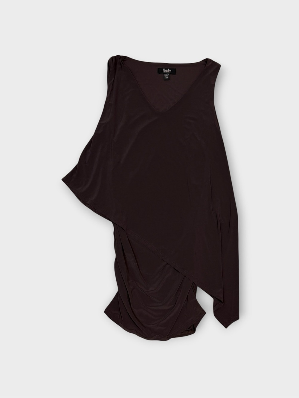 Slender by Nitsana Brown Asymmetric Draped Tunic Dress XS